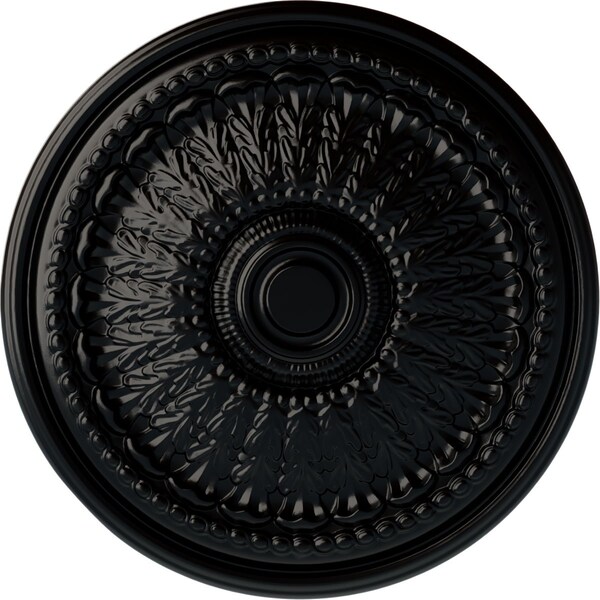 Ekena Millwork Brunswick Ceiling Medallion (Fits Canopies up to 4 1/2"), Hand-Painted Jet Black, 27"OD x 2 1/2"P CM27BRBLF - main